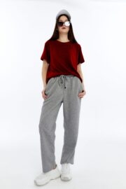 Kadın Modal Kumaş Regular Bordo T-Shirt - Görsel 7