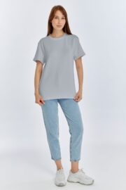 Kadın Modal Kumaş Regular Gri T-Shirt - Görsel 2