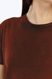 Kadın Modal Kumaş Regular Kahverengi T-Shirt - Görsel 7