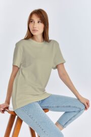 Kadın Modal Kumaş Regular Su Yeşili T-Shirt - Görsel 7