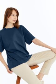 Kadın Modal Kumaş Oversize Füme T-Shirt - Görsel 2