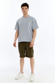 Erkek Modal Kumaş Oversize Gri T-Shirt - Görsel 2