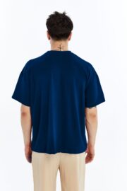 Erkek Modal Kumaş Oversize Lacivert T-Shirt - Görsel 7