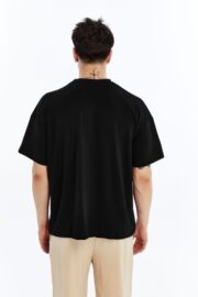 Erkek Modal Kumaş Oversize Siyah T-Shirt - Görsel 2