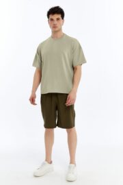 Erkek Modal Kumaş Oversize Su Yeşili T-Shirt - Görsel 6
