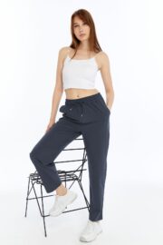 Kadın Oversize Paraşüt Kumaş Baggy Pantolon - Füme - Görsel 2