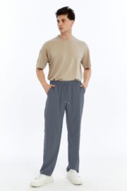 Erkek Oversize Paraşüt Kumaş Baggy Pantolon - Füme - Görsel 8
