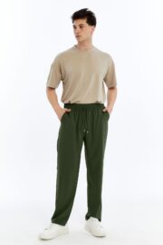 Erkek Oversize Paraşüt Kumaş Baggy Pantolon - Haki - Görsel 9