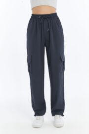 Kadın Oversize Paraşüt Kumaş Kargo Cep Pantolon - Füme - Görsel 8