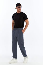Erkek Oversize Paraşüt Kumaş Kargo Cep Pantolon - Füme - Görsel 7