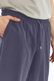 Erkek Oversize Duble Paça Penye Şort - Füme - Görsel 8
