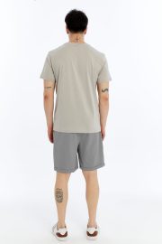 Erkek Oversize Duble Paça Penye Şort - Gri - Görsel 2