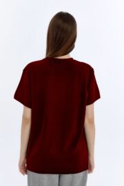 Kadın Modal Kumaş Regular Bordo T-Shirt - Görsel 6