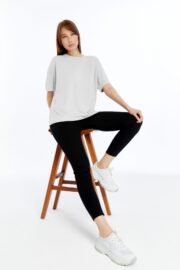 Kadın Modal Kumaş Oversize Beyaz T-Shirt - Görsel 12
