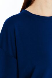 Kadın Modal Kumaş Oversize Lacivert T-Shirt - Görsel 12