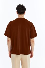 Erkek Modal Kumaş Oversize Kahverengi T-Shirt - Görsel 6