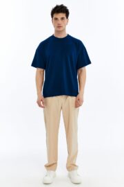 Erkek Modal Kumaş Oversize Lacivert T-Shirt - Görsel 6