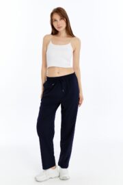 Kadın Oversize Paraşüt Kumaş Baggy Pantolon - Lacivert - Görsel 8