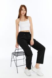 Kadın Oversize Paraşüt Kumaş Baggy Pantolon - Siyah - Görsel 8