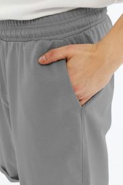 Erkek Oversize Duble Paça Penye Şort - Gri - Görsel 13