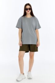 Kadın Oversize Gri T-Shirt - Görsel 11