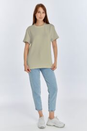 Kadın Modal Kumaş Regular Su Yeşili T-Shirt - Görsel 12