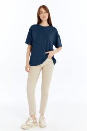 Kadın Modal Kumaş Oversize Füme T-Shirt - Görsel 7
