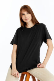 Kadın Regular Siyah T-Shirt - Görsel 3