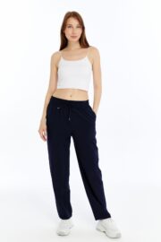 Kadın Oversize Paraşüt Kumaş Baggy Pantolon - Lacivert - Görsel 15