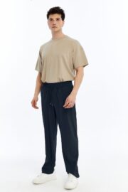Erkek Oversize Paraşüt Kumaş Baggy Pantolon - Lacivert - Görsel 7