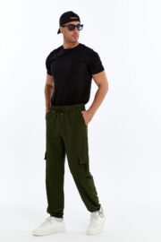 Erkek Oversize Paraşüt Kumaş Kargo Cep Pantolon - Haki - Görsel 12