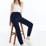 Kadın Oversize Paraşüt Kumaş Paçası Lastikli Pantolon - Lacivert