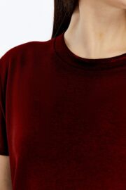 Kadın Modal Kumaş Regular Bordo T-Shirt - Görsel 12