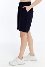 Kadın Oversize Paraşüt Kumaş Açık Cepli Şort - Lacivert - Görsel 7