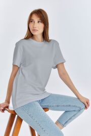 Kadın Modal Kumaş Regular Gri T-Shirt - Görsel 7