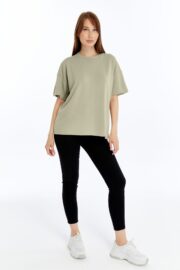 Kadın Modal Kumaş Oversize Su Yeşili T-Shirt - Görsel 13