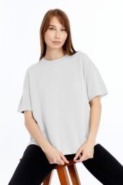 Kadın Modal Kumaş Oversize Beyaz T-Shirt - Görsel 13