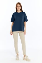 Kadın Modal Kumaş Oversize Füme T-Shirt - Görsel 13