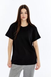 Kadın Modal Kumaş Regular Siyah T-Shirt - Görsel 10