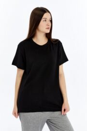 Kadın Modal Kumaş Regular Siyah T-Shirt - Görsel 5