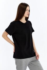 Kadın Modal Kumaş Regular Siyah T-Shirt - Görsel 6