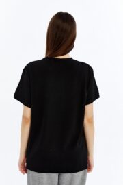 Kadın Modal Kumaş Regular Siyah T-Shirt - Görsel 12