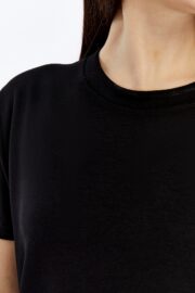 Kadın Modal Kumaş Regular Siyah T-Shirt - Görsel 7