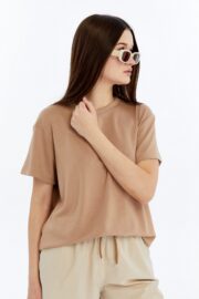 Kadın Modal Kumaş Regular Sütlü Kahve T-Shirt - Görsel 10