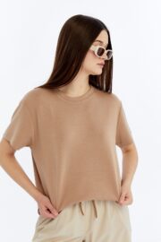 Kadın Modal Kumaş Regular Sütlü Kahve T-Shirt - Görsel 4