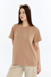 Kadın Modal Kumaş Regular Sütlü Kahve T-Shirt - Görsel 5