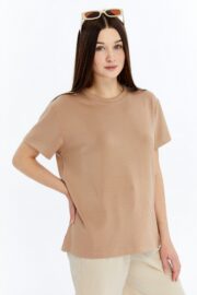 Kadın Modal Kumaş Regular Sütlü Kahve T-Shirt - Görsel 7