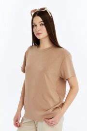 Kadın Modal Kumaş Regular Sütlü Kahve T-Shirt - Görsel 14