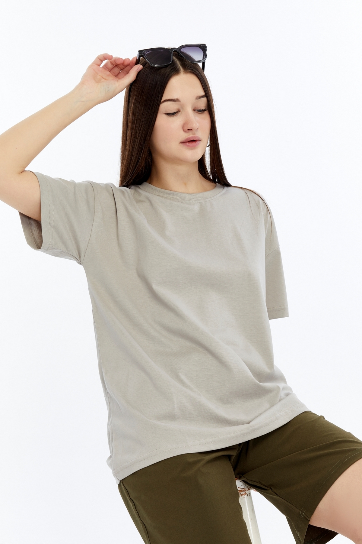 13062025.NRC72676 Kadın Oversize Taş T-Shirt - Görsel 1