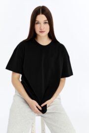 Kadın Oversize Siyah T-Shirt - Görsel 2